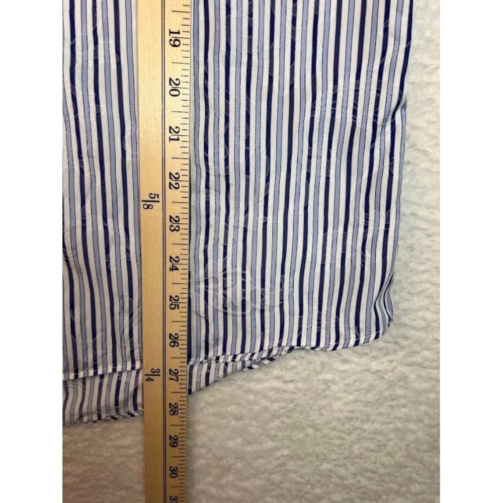 Etro Milano Mens Blue White Striped Paisley Jacquard Dress Shirt Size 38 Italy - Picture 4 of 8